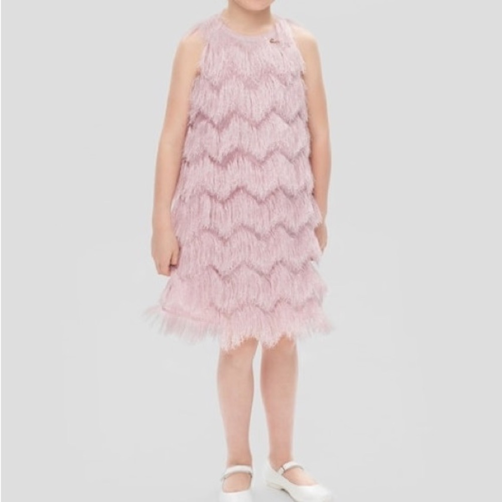 CHOUPETTE Girls Light pinkish purple fringe Sleeveless Dress